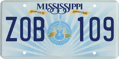MS license plate ZOB109