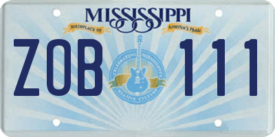 MS license plate ZOB111