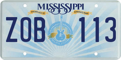 MS license plate ZOB113