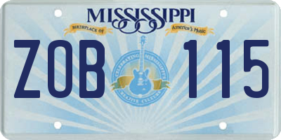 MS license plate ZOB115