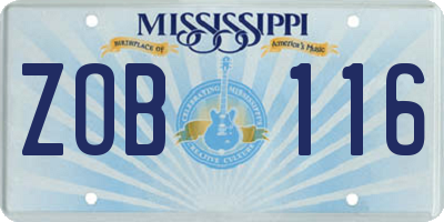 MS license plate ZOB116