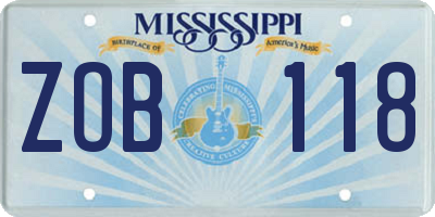 MS license plate ZOB118