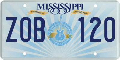 MS license plate ZOB120