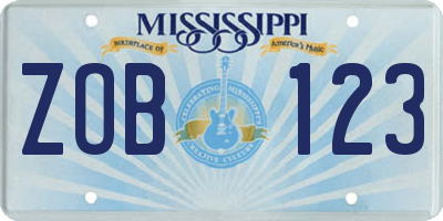 MS license plate ZOB123