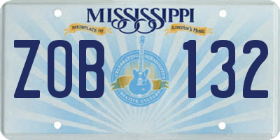 MS license plate ZOB132
