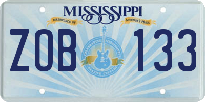 MS license plate ZOB133