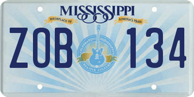 MS license plate ZOB134