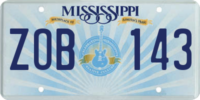 MS license plate ZOB143