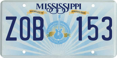 MS license plate ZOB153