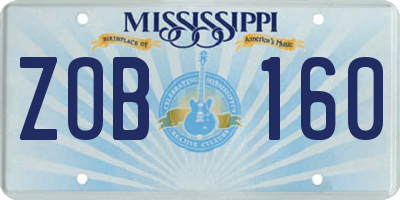 MS license plate ZOB160