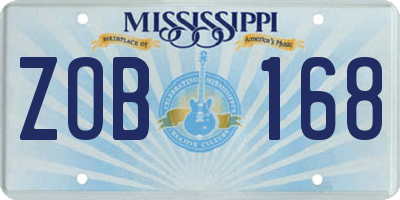 MS license plate ZOB168