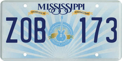 MS license plate ZOB173
