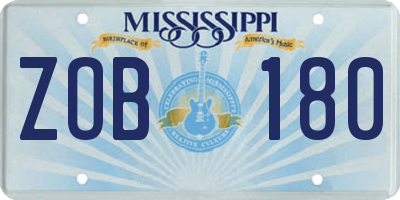 MS license plate ZOB180