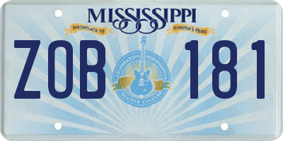 MS license plate ZOB181