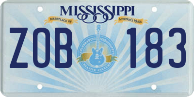 MS license plate ZOB183