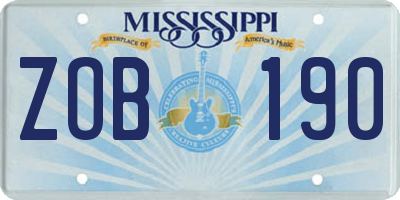 MS license plate ZOB190