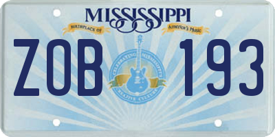 MS license plate ZOB193