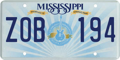 MS license plate ZOB194