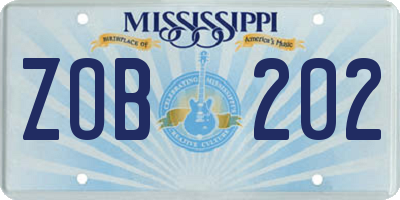 MS license plate ZOB202