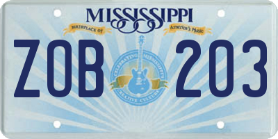 MS license plate ZOB203