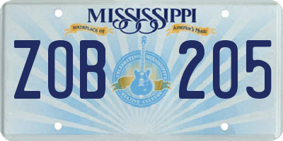 MS license plate ZOB205