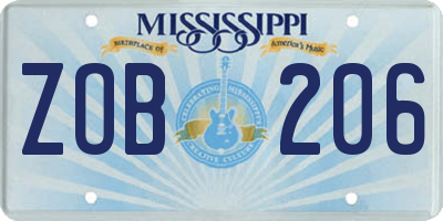 MS license plate ZOB206