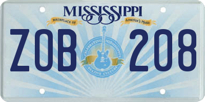 MS license plate ZOB208