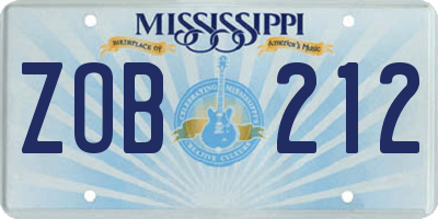 MS license plate ZOB212