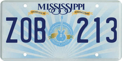 MS license plate ZOB213