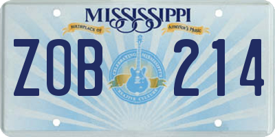 MS license plate ZOB214