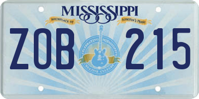 MS license plate ZOB215