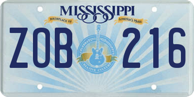 MS license plate ZOB216