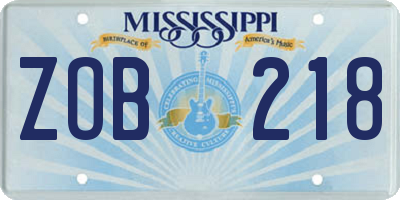 MS license plate ZOB218