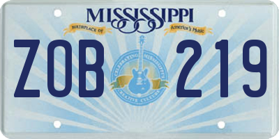 MS license plate ZOB219