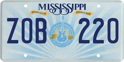 MS license plate ZOB220