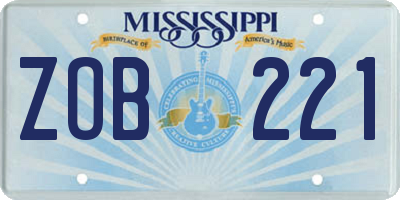 MS license plate ZOB221