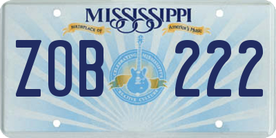 MS license plate ZOB222