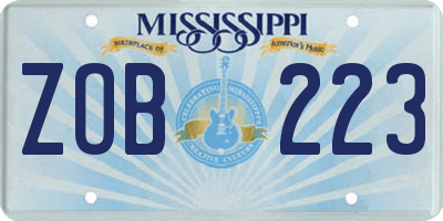 MS license plate ZOB223