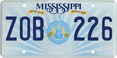 MS license plate ZOB226