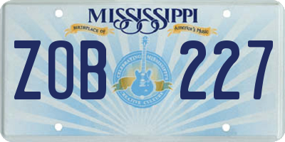 MS license plate ZOB227