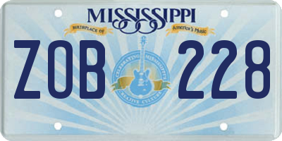 MS license plate ZOB228