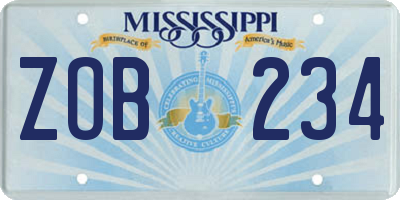 MS license plate ZOB234
