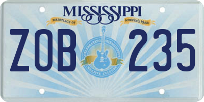 MS license plate ZOB235