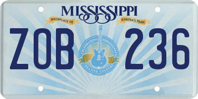MS license plate ZOB236
