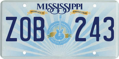 MS license plate ZOB243