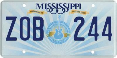 MS license plate ZOB244