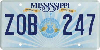 MS license plate ZOB247