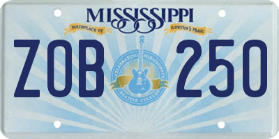 MS license plate ZOB250