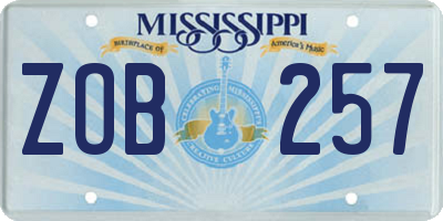 MS license plate ZOB257