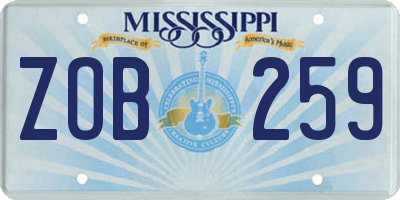 MS license plate ZOB259